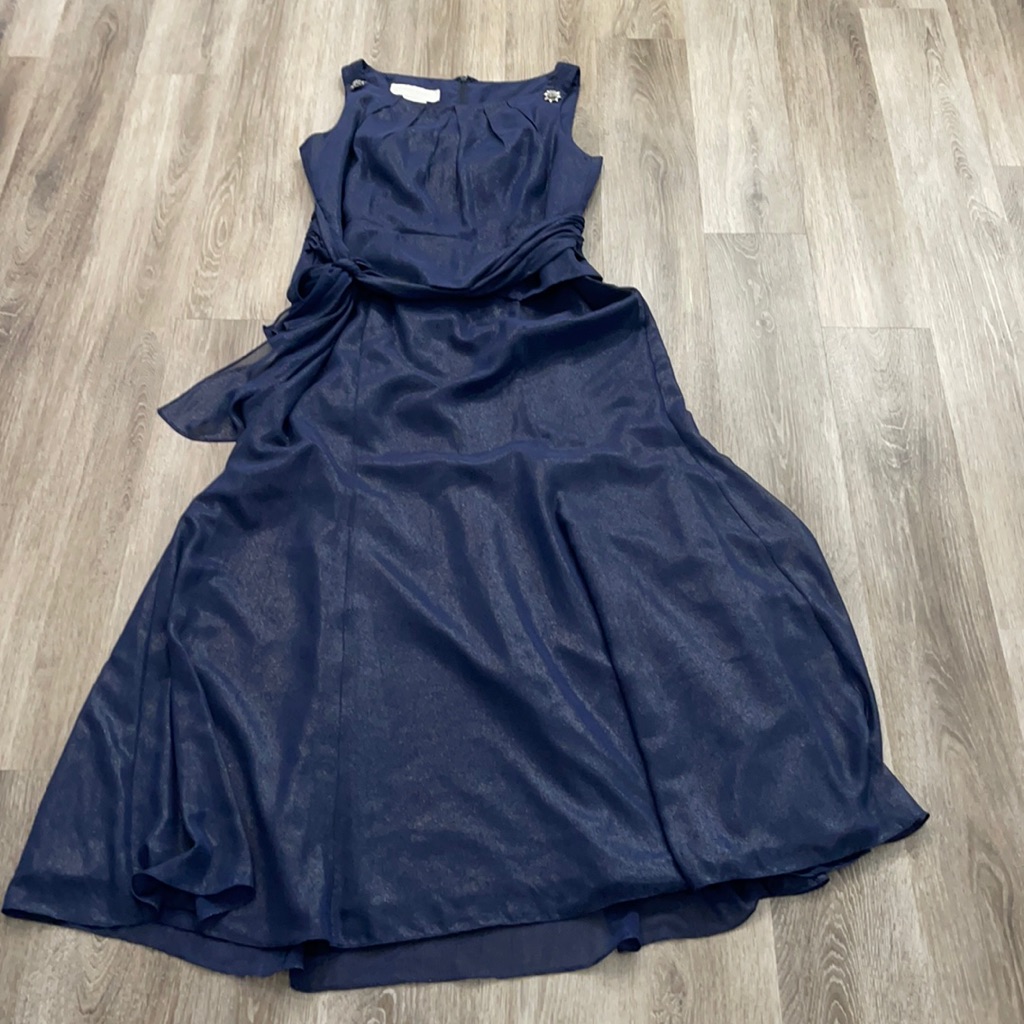 David’s Bridal Blue Maxi Mother Of Bride Gown Dress Sz 16 Embellished Shimmer